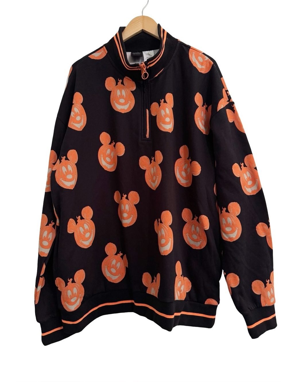 Disney Parks Pumpkin Jack-o-Lantern 1/4 Zip Pullover NWT XXL